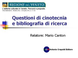 Leditoria culturale in Veneto Percorsi e proposte Villa