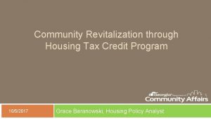 Community Revitalization through Housing Tax Credit Program 1052017