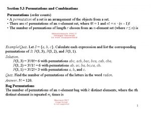 Section 5 3 Permutations and Combinations Permutations order