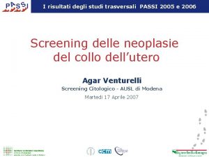 I risultati degli studi trasversali PASSI 2005 e