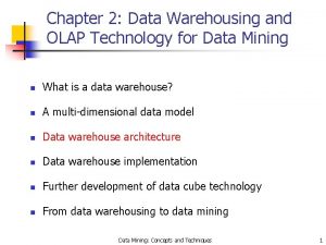 Chapter 2 Data Warehousing and OLAP Technology for