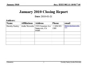 January 2010 doc IEEE 802 11 100177 r