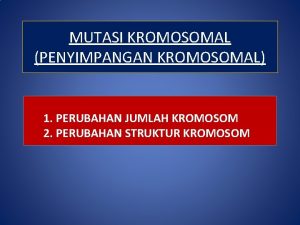 MUTASI KROMOSOMAL PENYIMPANGAN KROMOSOMAL 1 PERUBAHAN JUMLAH KROMOSOM