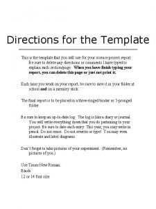 Directions for the Template This is the template