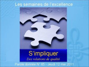 Les semaines de lexcellence Simpliquer Des relations de