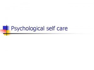 Self care learning objectives