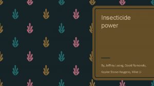 Insecticide power By Jeffrey Luong David Ramondo Kaylee