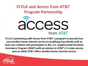 FCCLA and Access from ATT Program Partnership FCCLA