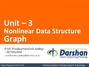 Unit 3 Nonlinear Data Structure Graph Prof Pradyumansinh