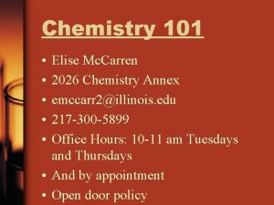 Chemistry 101 Elise Mc Carren 2026 Chemistry Annex