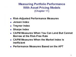 Measuring Portfolio Performance With Asset Pricing Models Chapter