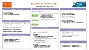 Educational Research Project Title Author name Degree Title