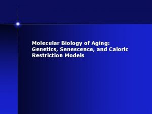 Molecular Biology of Aging Genetics Senescence and Caloric