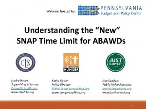 Webinar hosted by Understanding the New SNAP Time