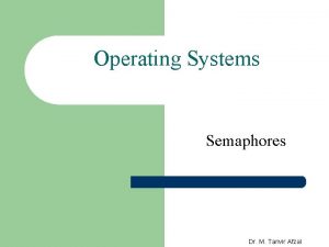 Operating Systems Semaphores Dr M Tanvir Afzal Handling