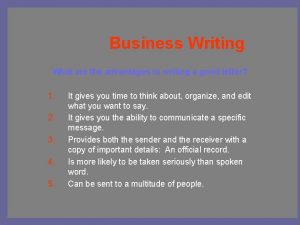 Advantages and disadvantages of business letters