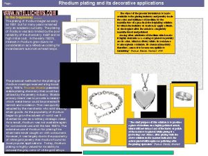 Page Rhodium plating and its decorative applications In