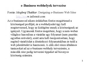 eBusiness webhelyek tervezse Forrs Meghraj Thakkar Designing eBusiness