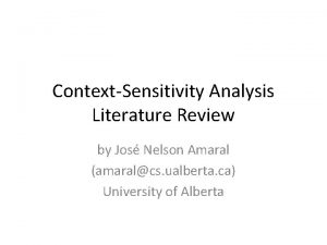 ContextSensitivity Analysis Literature Review by Jos Nelson Amaral