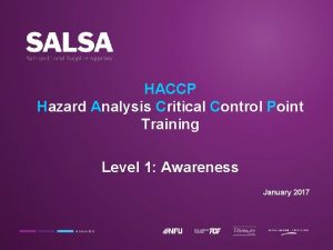 HACCP Hazard Analysis Critical Control Point Training Level