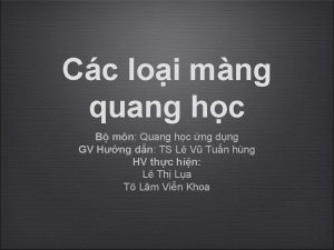 Cc loi mng quang hc B mn Quang