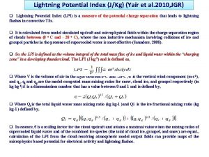 Lightning Potential Index JKg Yair et al 2010
