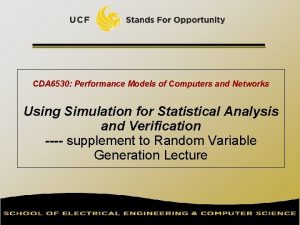 CDA 6530 Performance Models of Computers and Networks