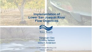 Implementation of Lower San Joaquin River Flow Objectives