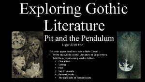 Elements of gothic fiction in the pit and the pendulum