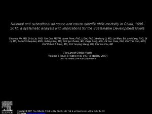 National and subnational allcause and causespecific child mortality