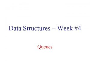 Data Structures Week 4 Queues Outline Queues Operations