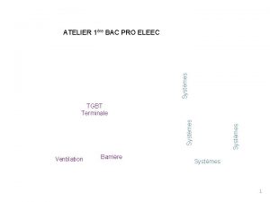 Systmes ATELIER 1re BAC PRO ELEEC Ventilation Barrire