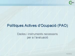 Poltiques Actives dOcupaci PAO Dades i instruments necessaris
