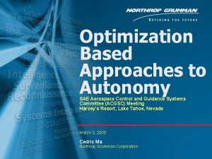 Optimization Based Approaches to Autonomy SAE Aerospace Control