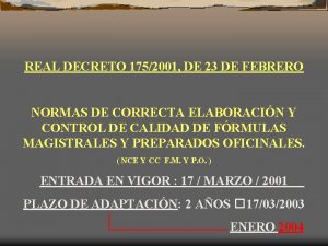 Real decreto 175 de 2001