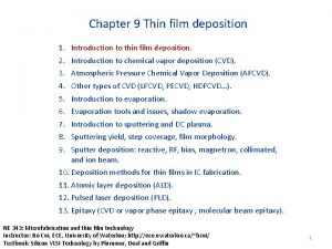 Chapter 9 Thin film deposition 1 2 3 Chapter 9 Thin film deposition 1 2 3