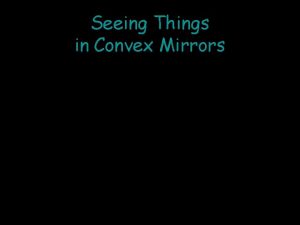 Seeing Things in Convex Mirrors 1 Convex Mirror