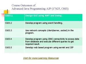 Course Outcomes of Advanced Java Programming AJP 17625