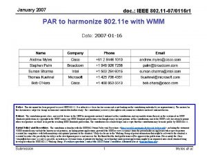 January 2007 doc IEEE 802 11 070116 r