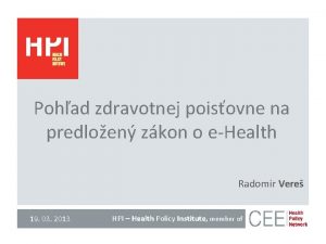 Pohad zdravotnej poisovne na predloen zkon o eHealth