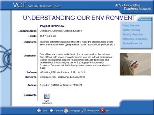 UNDERSTANDING OUR ENVIRONMENT Project Overview Learning Areas Levels