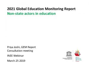 2021 Global Education Monitoring Report Nonstate actors in