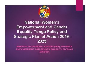 National Womens Empowerment and Gender Equality Tonga Policy