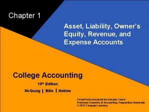 Chapter 1 Asset Liability Owners Equity Revenue and