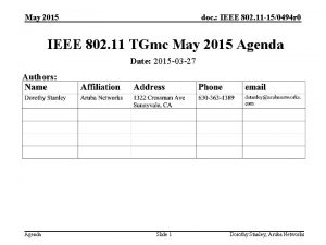 May 2015 doc IEEE 802 11 150494 r
