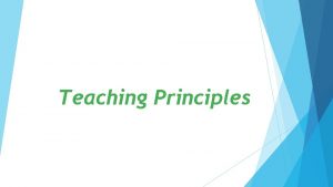 Teaching Principles 4 Methods of Teaching 1 Significance