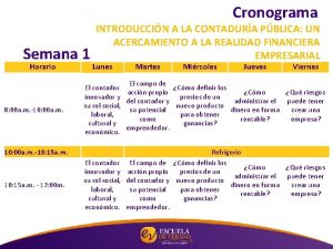 Cronograma Semana 1 Horario 8 00 a m