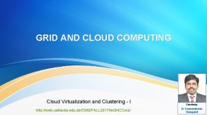 Virtualization of clusters in cloud computing