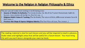 Welcome to the Religion in Religion Philosophy Ethics