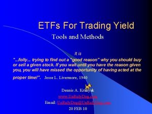 ETFs For Trading Yield Tools and Methods It